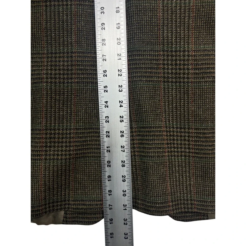 vtg Tommy Hilfiger 46S Olive Green Plaid Tweed Blazer Jacket Sport Coat USA Wool